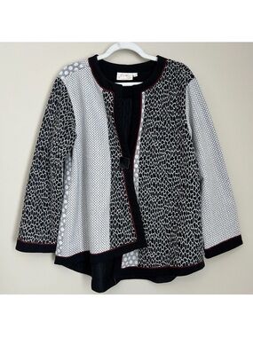 Paper Lace Large Bohemian Jacket Top Lagenlook Black Abstract Artsy